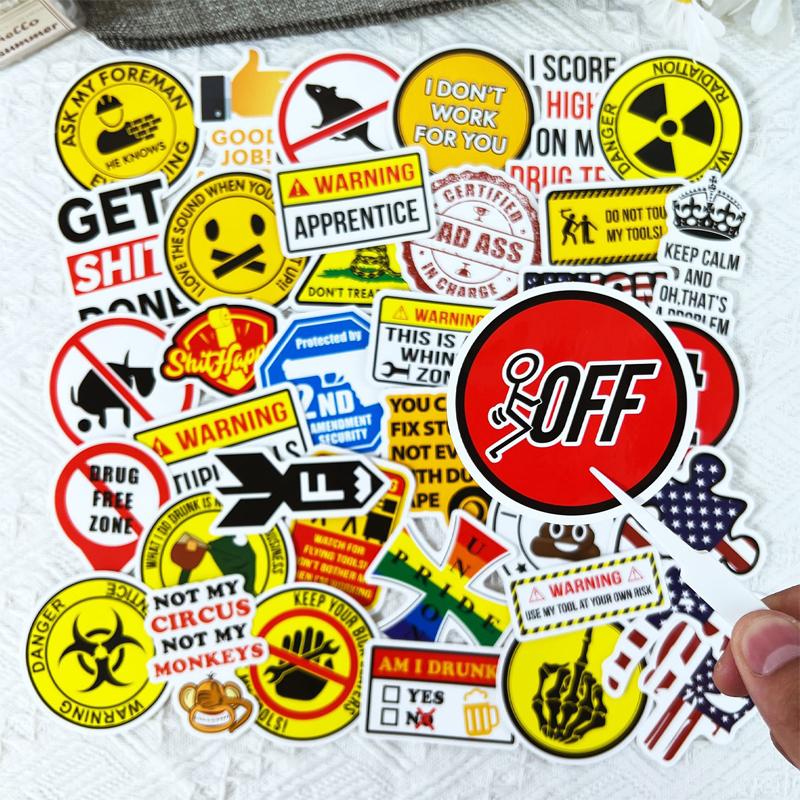 50PCS Funny Hard Hat Stickers for Adults Waterproof Vinyl Engineering Stickers for Water Bottle, Laptop, Helmet, Cars, Tool Box