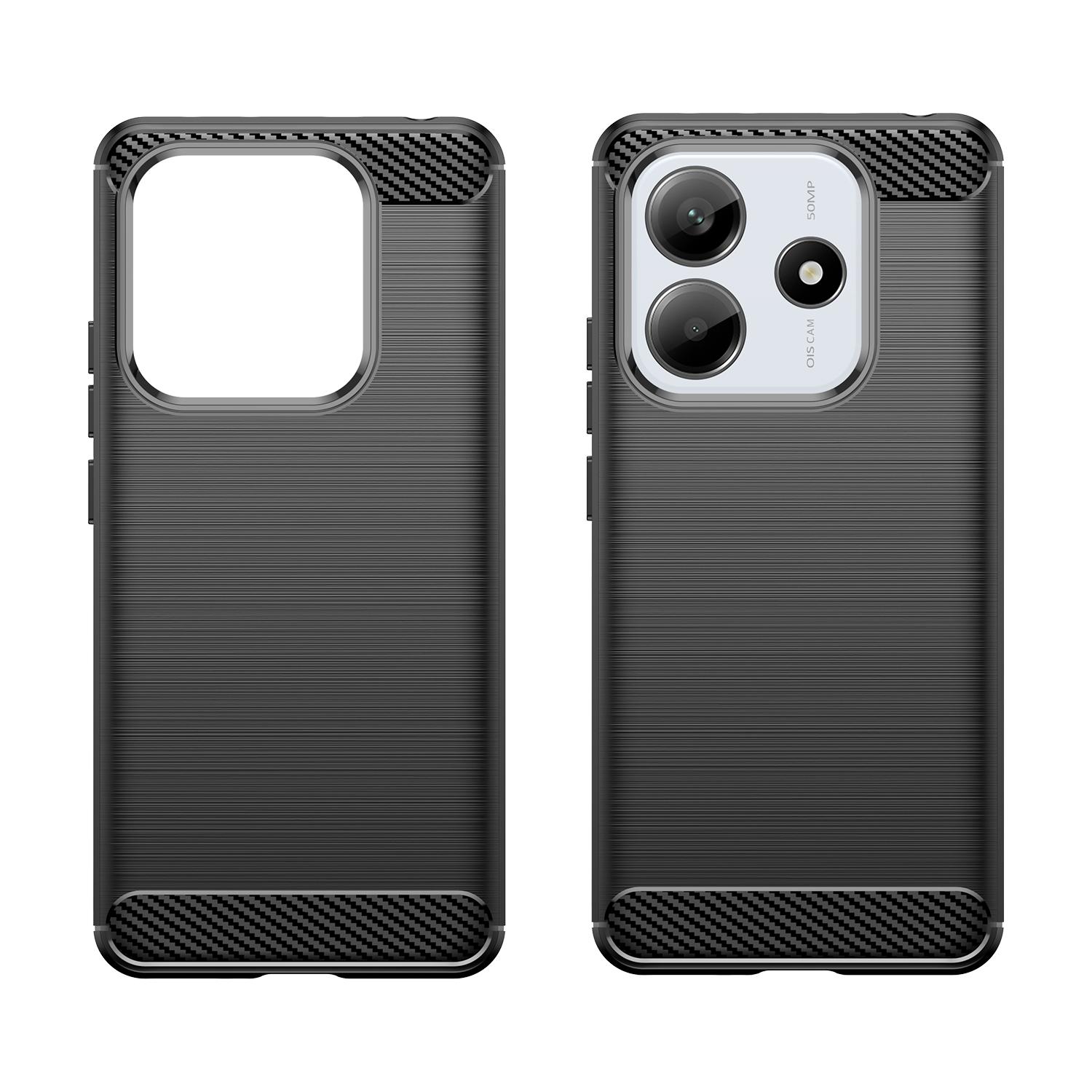 

For Xiaomi Redmi Note 14 5G Case Carbon Fiber Texture TPU Brushed Phone Cover Blue