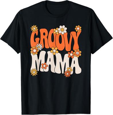 Groovy Mama Hippie 70s Retro Floral Print Cotton Graphic T-Shirt Casual Women Tee