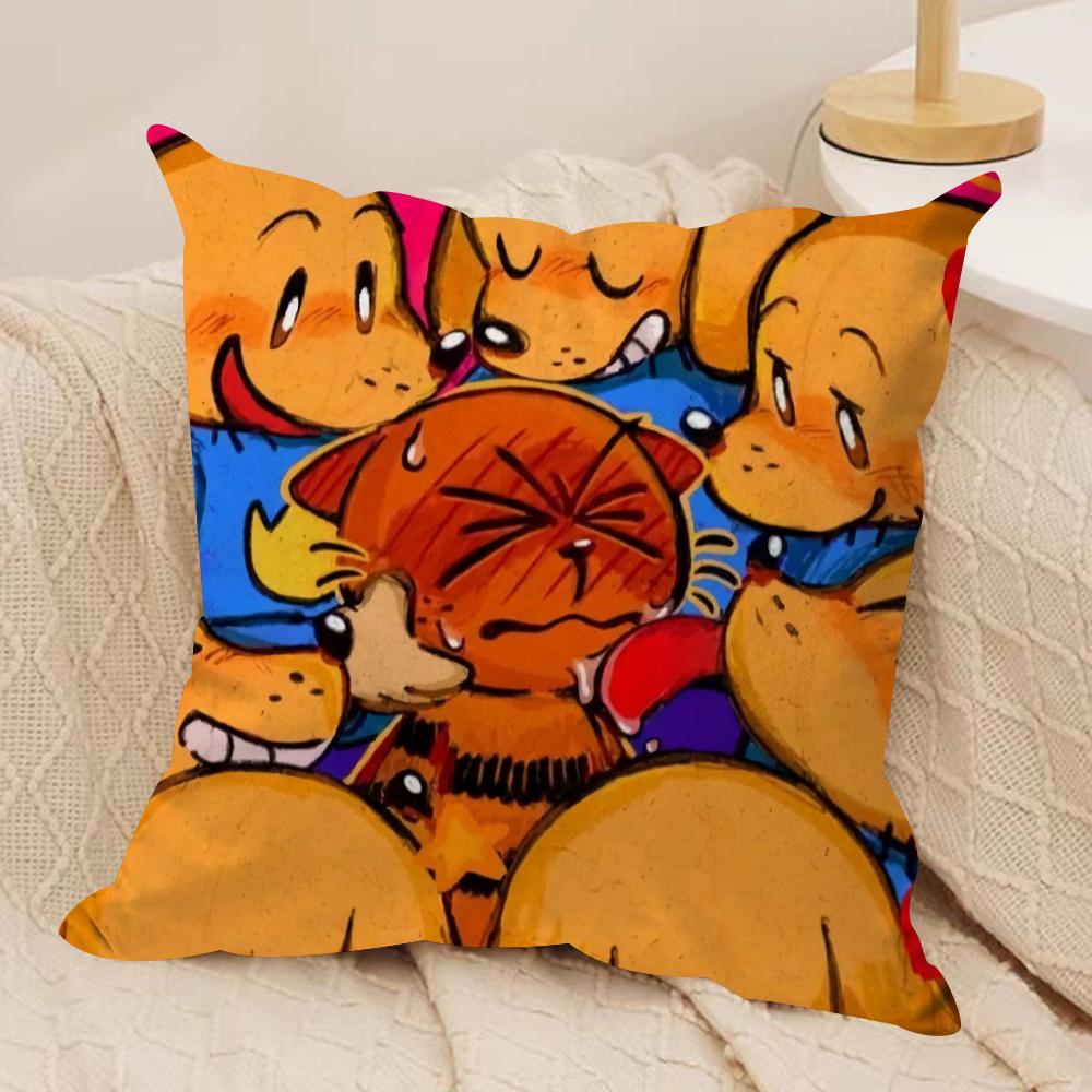 DOG MAN Anime Cushion Cover Soft Plush Fabric Double-Sided Printed Sofa Cushion Cover for All Seasons Home Decor Gift