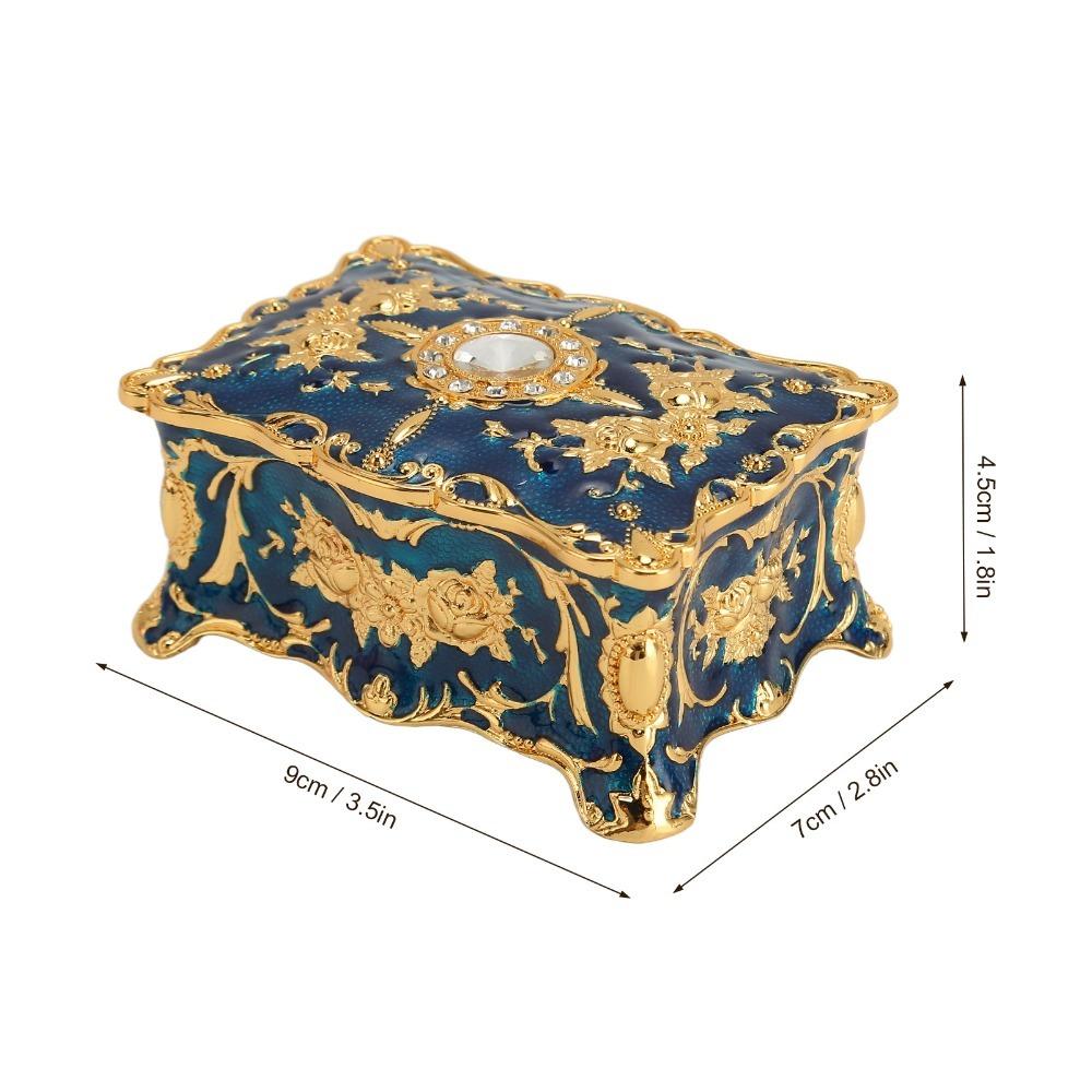 Metal Enamel Trinket Box Gold Red Jewelry Organizer Jewelry Box  Ring Necklace Earring