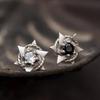 Retro Creative Hexagonal Star Earrings Neutral Fashion Personalized Silver Color Inlaid Zircon Daily Party Jewelry Gift