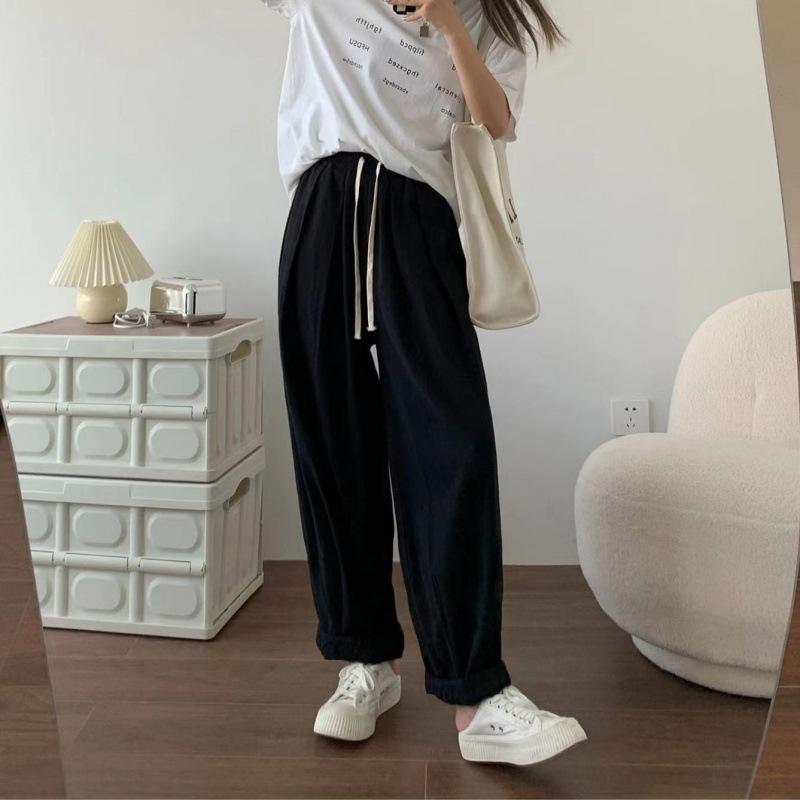 High-waisted Japanese Loose Radish Pants for Women in Autumn, Casual Pear-shaped Figure Wide-leg Pants
