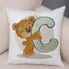 Cute Cartoon Bear Animal Cushion Cover Sofa Children'S Room English Letter Print Pillowcase With Zipper Cushion Cover