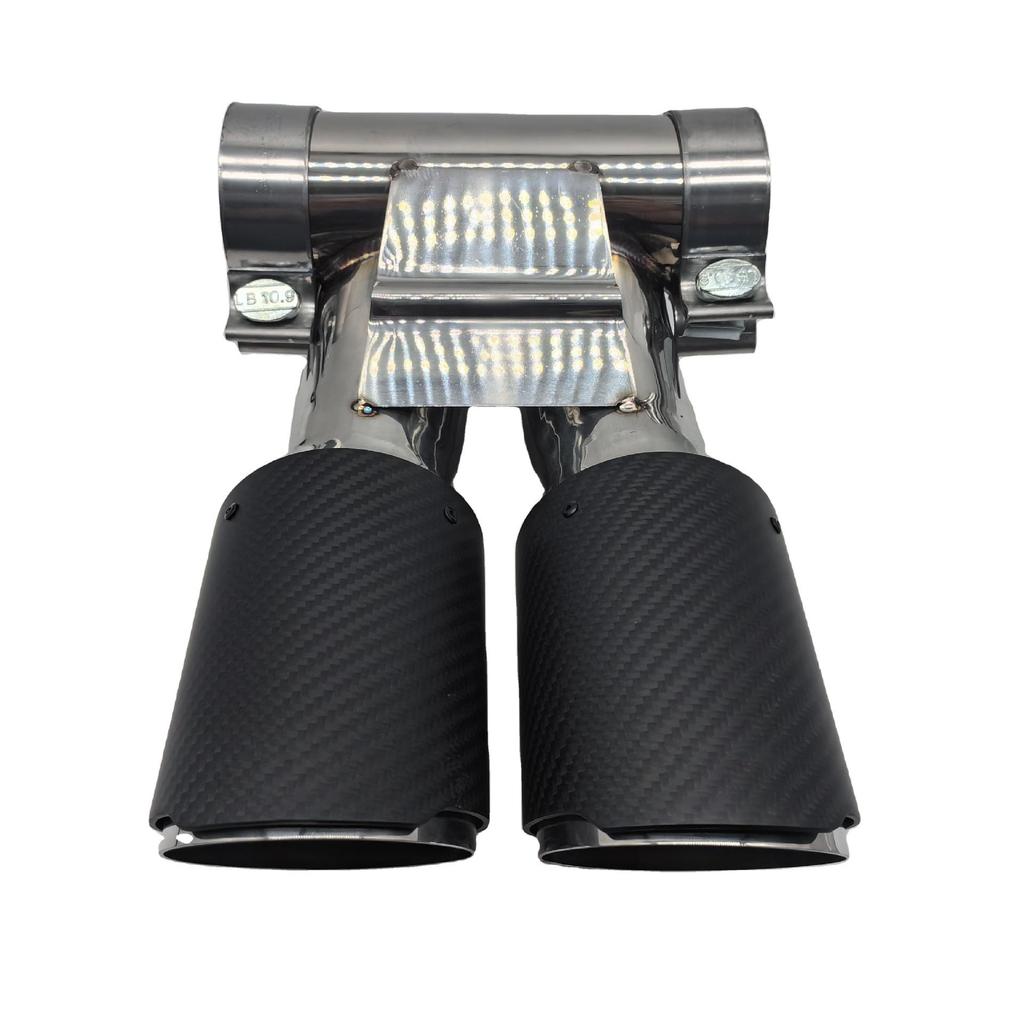 Porsche 718 Black Carbon Fiber Stainless Steel Performance Exhaust Tailpipe