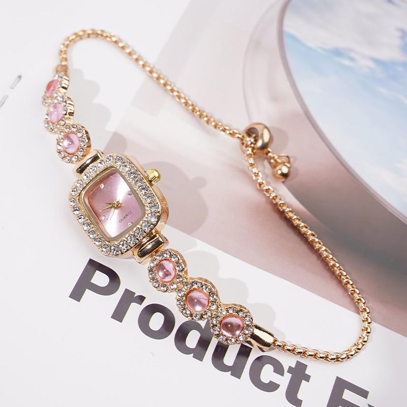 Elegant Small Dial Square Watch Rhinestone Design Women Bracelet Watches Luxury Drawstring Bracelet Female Clock Reloj Mujer