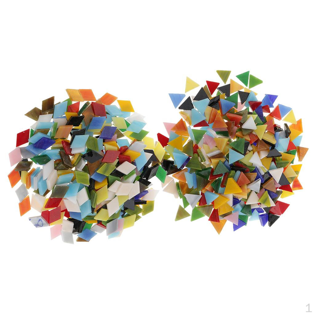 

Набор из 600 штук разноцветной стеклянной мозаики ромбовидной и треугольной формы для рукоделия, тессера 12 мм