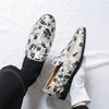 Men’s Printed Flats Loafers Dress Monks Shoes Men Slip on Pointed Toe Tuxedo Rock Club Shoes Plus Size