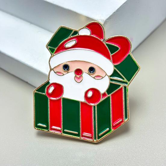 Zinc Alloy Santa Claus Brooch Enamel Cartoon Father Christmas Pin Sweater Coat Backpack Decoration Clothing Accessories Festival Holiday Gift