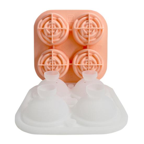 Rose Flower Silicone Ice Cube Tray 9-Cavity Square Mold for Chocolate Candy Flexible Non-Stick