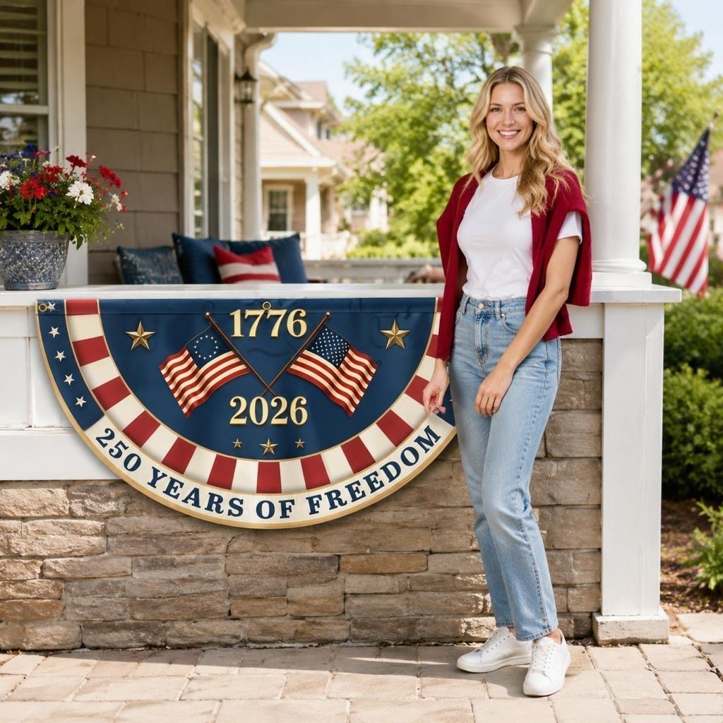 250th Anniversary Commemorative 1776 to 2026 Independence Day Decorative Flag with Print for Outdoor and Indoor Use