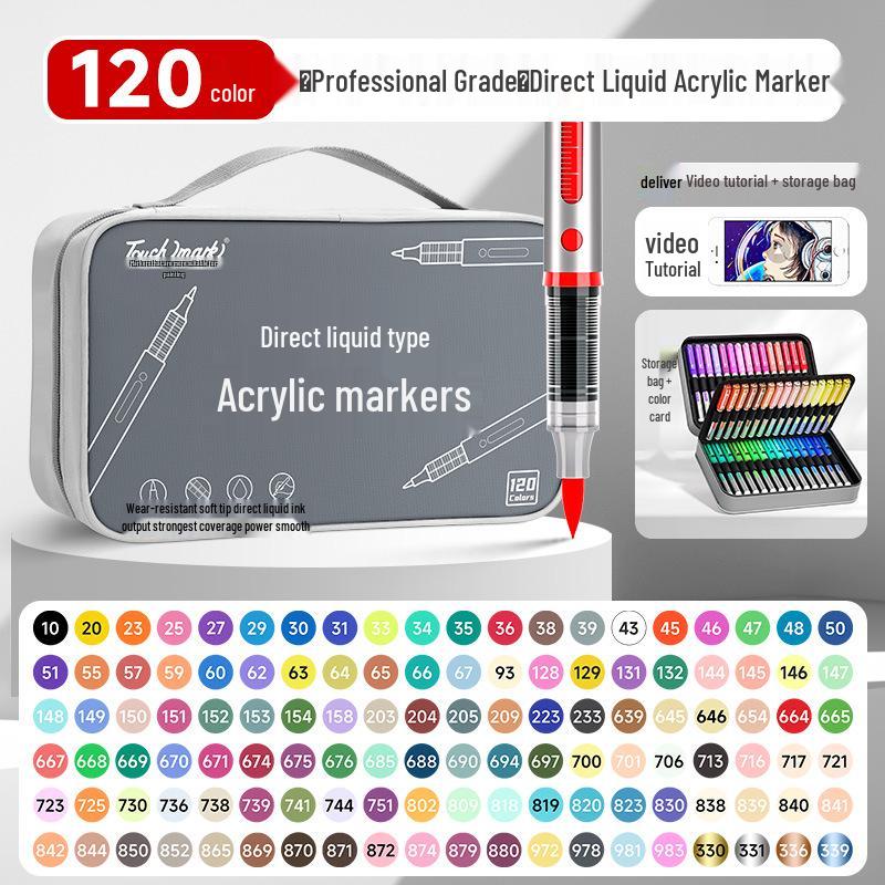 Dual-Tip Art Marker Set - 120 Colors, Hard Tip, Oil-Based for Students