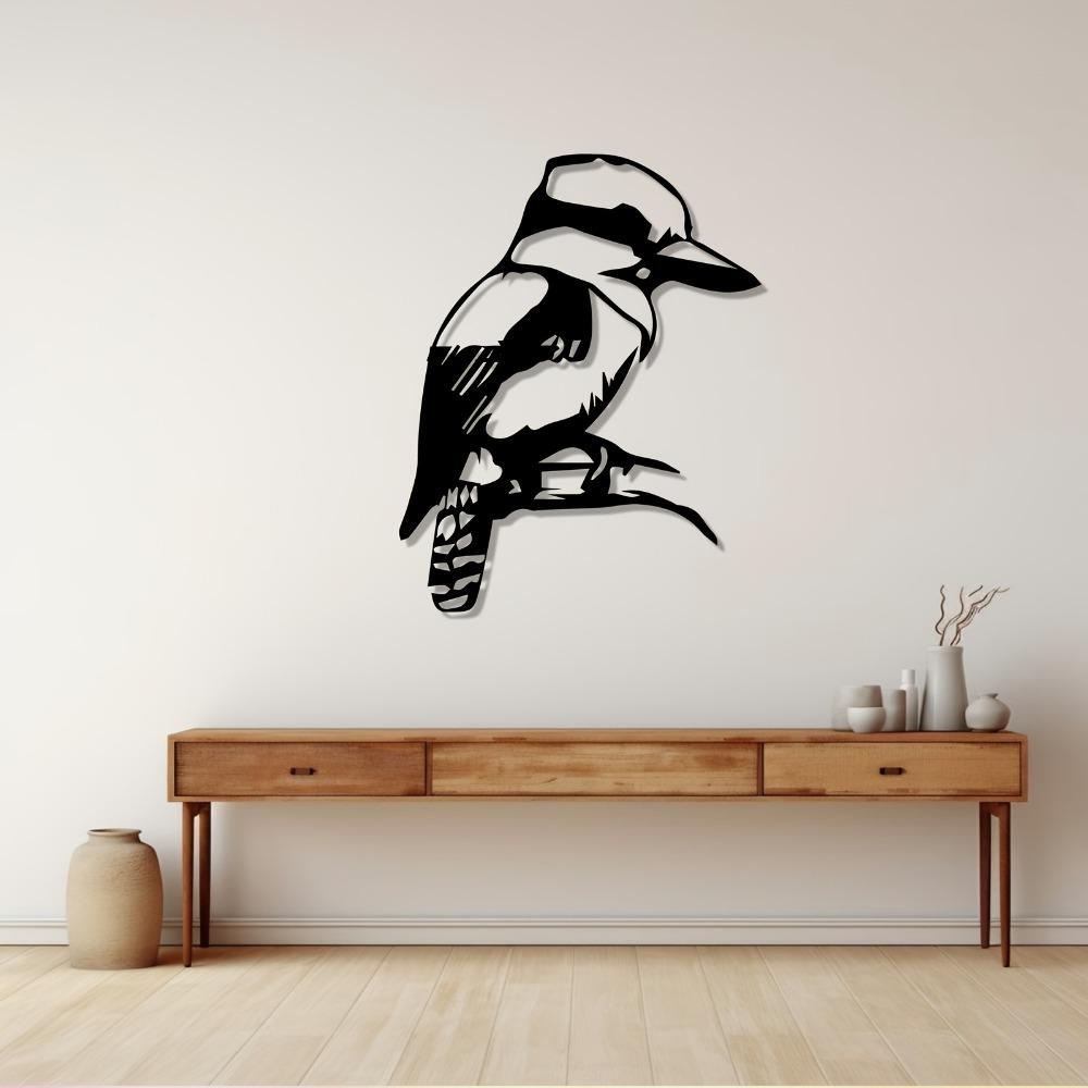 1pc Lifelike Kookaburra Metal Wall Art Iron Garden Sculpture Weather Resistant Patio Fence Decor Gift for New Year Easter Bird Lovers