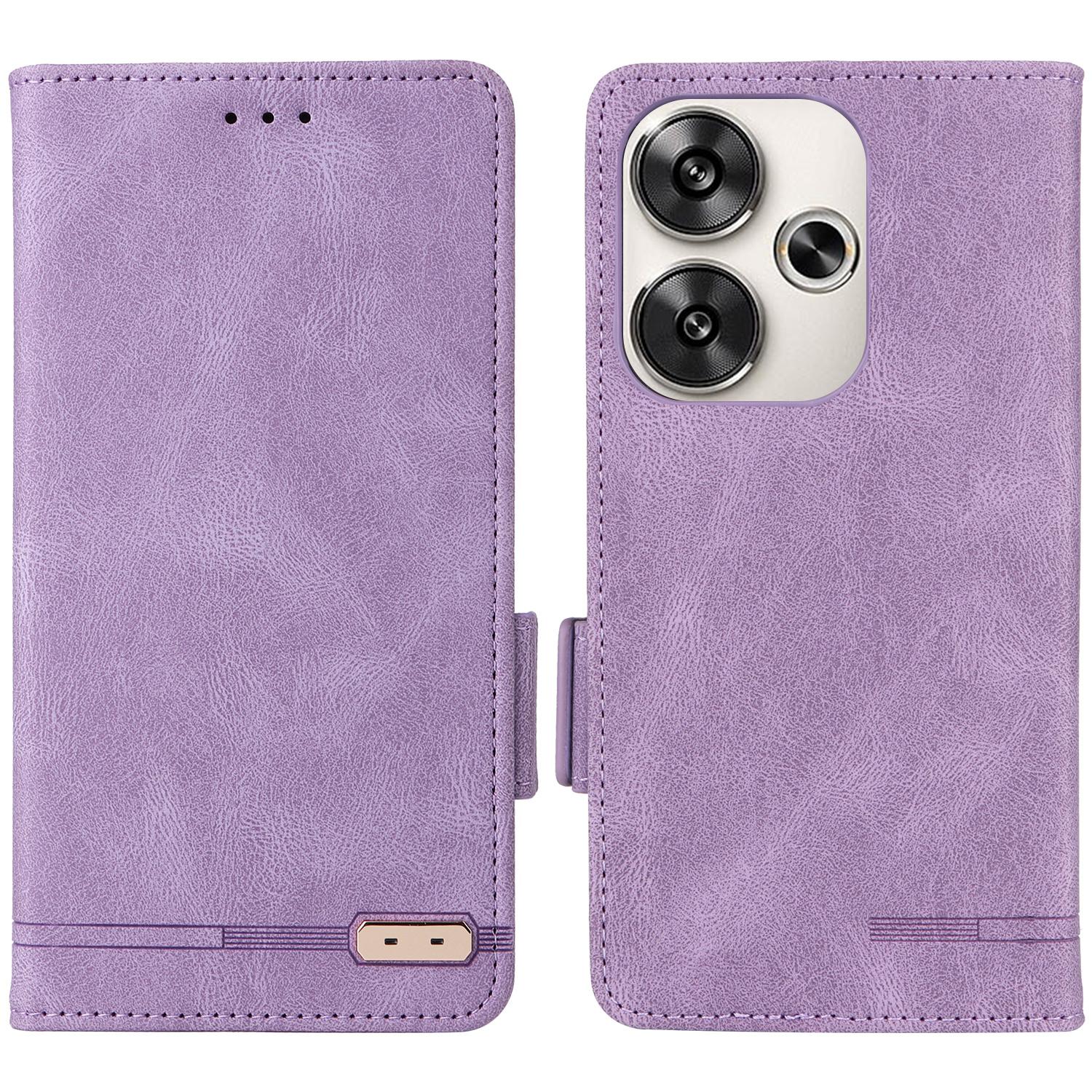 

For Xiaomi Poco F6 5G/Redmi Turbo 3 5G Case Leather Phone Cover Hardware Decor Folio Book Wallet Purple
