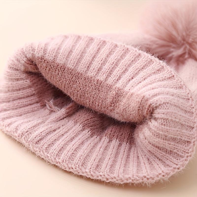 Heart Pattern Knit Beanie, Warm Pullover Knitted Hat for Newborn 3-24 Months Baby Girls