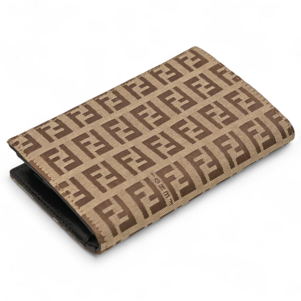 Auth FENDI Zucchino Bifold Wallet Leather × Canvas Fe7910yy