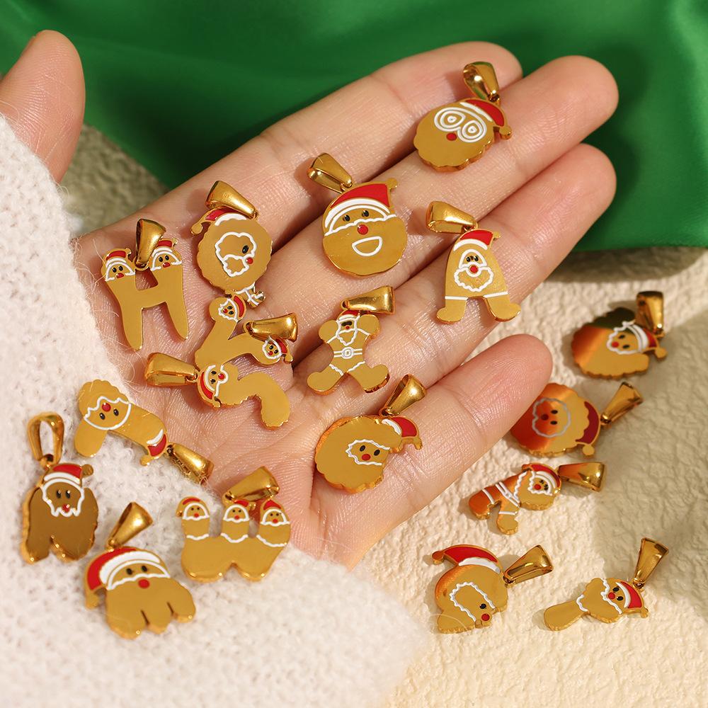 Titanium steel plated 18k gold accessories Christmas design elements series pendant on the new cute cartoon Internet celebrity jewelry