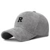 3D Embroidered 'R' Letter Corduroy Baseball Cap Solid Color Adjustable Strap Sunscreen Hat Breathable Sun Hat Outdoor Sports