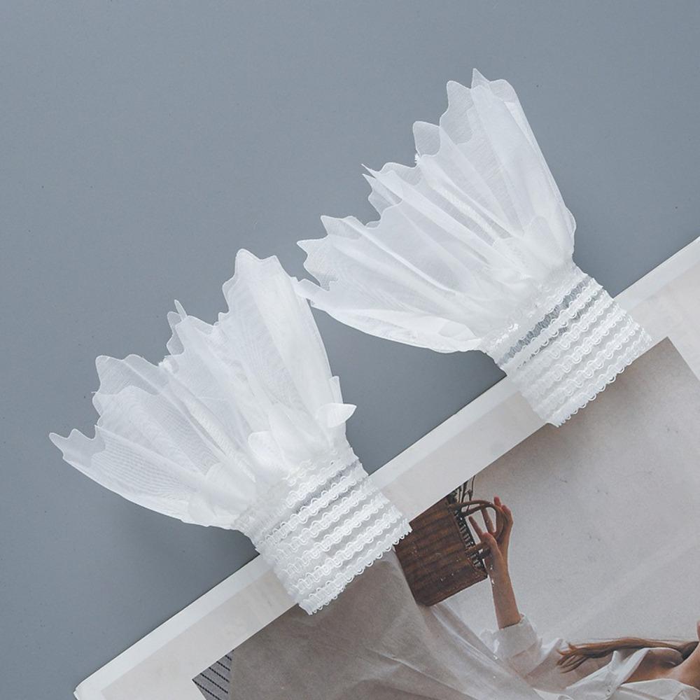 

Detachable False Sleeve Cuffs Multilayer Ruffle Wrist Cuff Nail Tips Display Sleeve білий