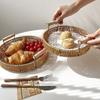 1Pcs Breakfast Bread Food Storage Tray Round Shape Plastic Rattan Threads Basket