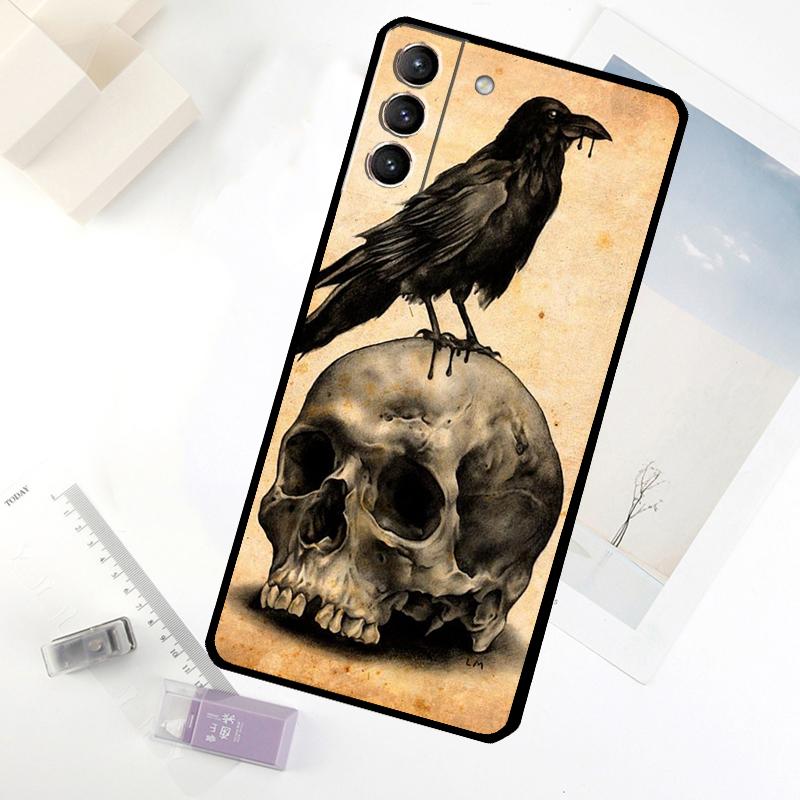 Custodia per Telefono Teschio Corvo Fiore Per Samsung Galaxy S20 FE S21 S22 S23 S24 S25 S26 Ultra S10 S25 Plus S25 FE Cover