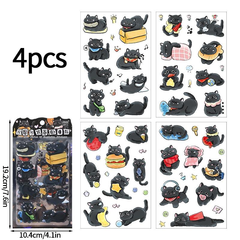 Kawaii Cat Stickers Cartoon Animal Stickers Student DIY Scrapbook Decals Handbook Cute Korean Nail Sticker Aesthetic Stationery