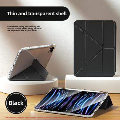 Leather Keyboard Case for iPad Air 11 2024 with Pencil Slot Transparent Acrylic Cover for Air 13 Pro 11
