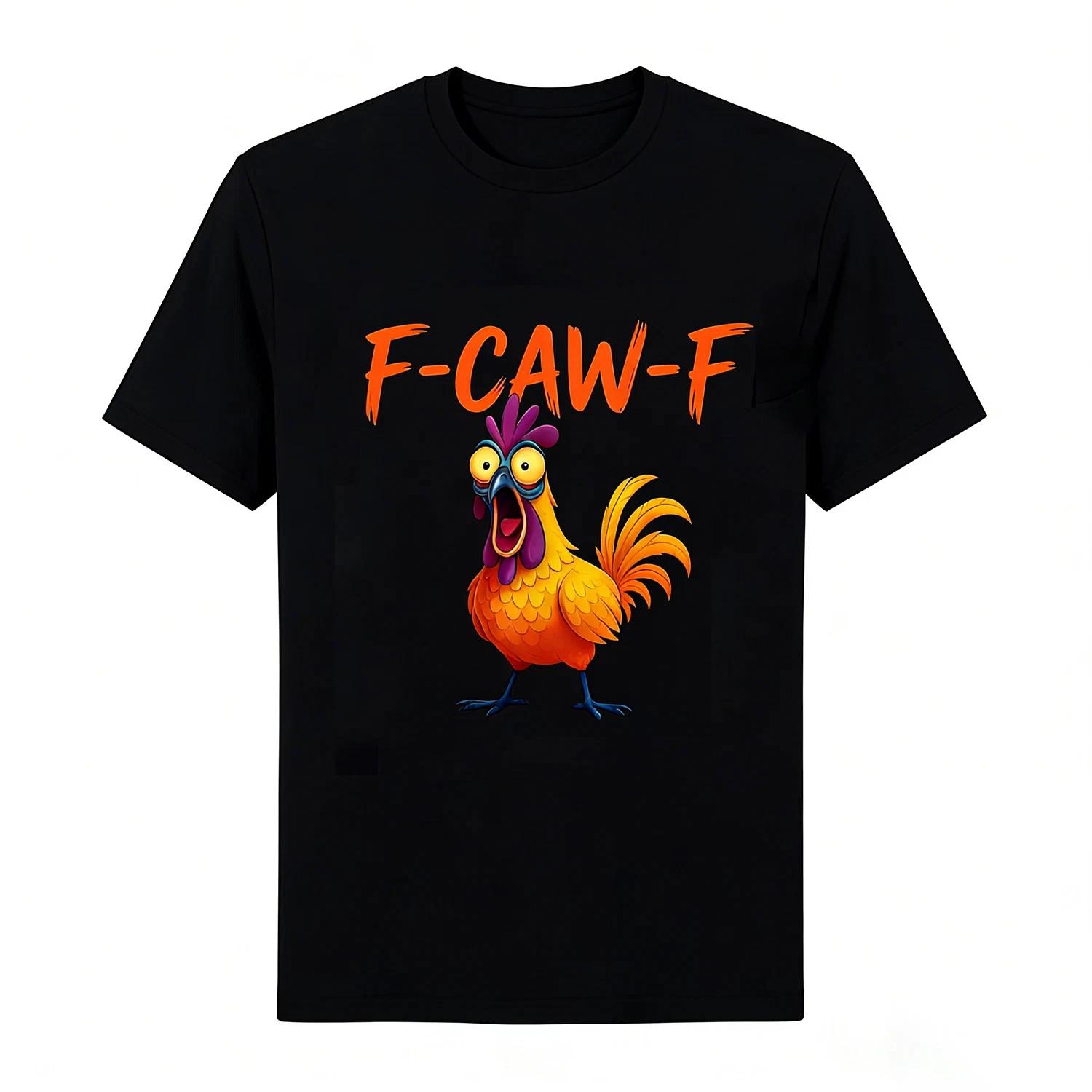 Men s  F-CAW-F  Funny Rooster Scream Meme Casual Short Sleeve T shirt 2XL