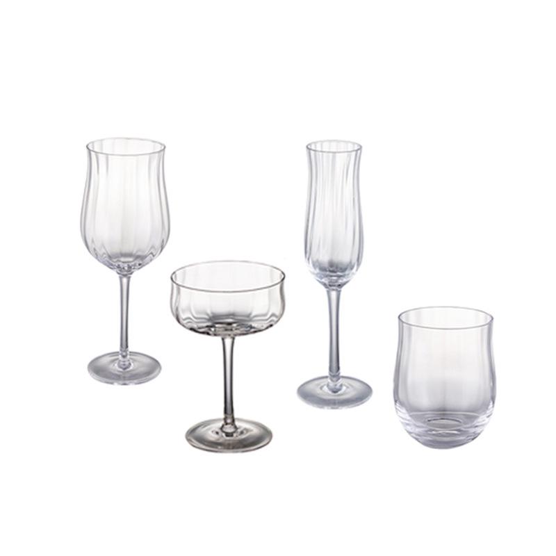 Tulip Crystal Glass Ribbed Cocktail & Juice Cup Set