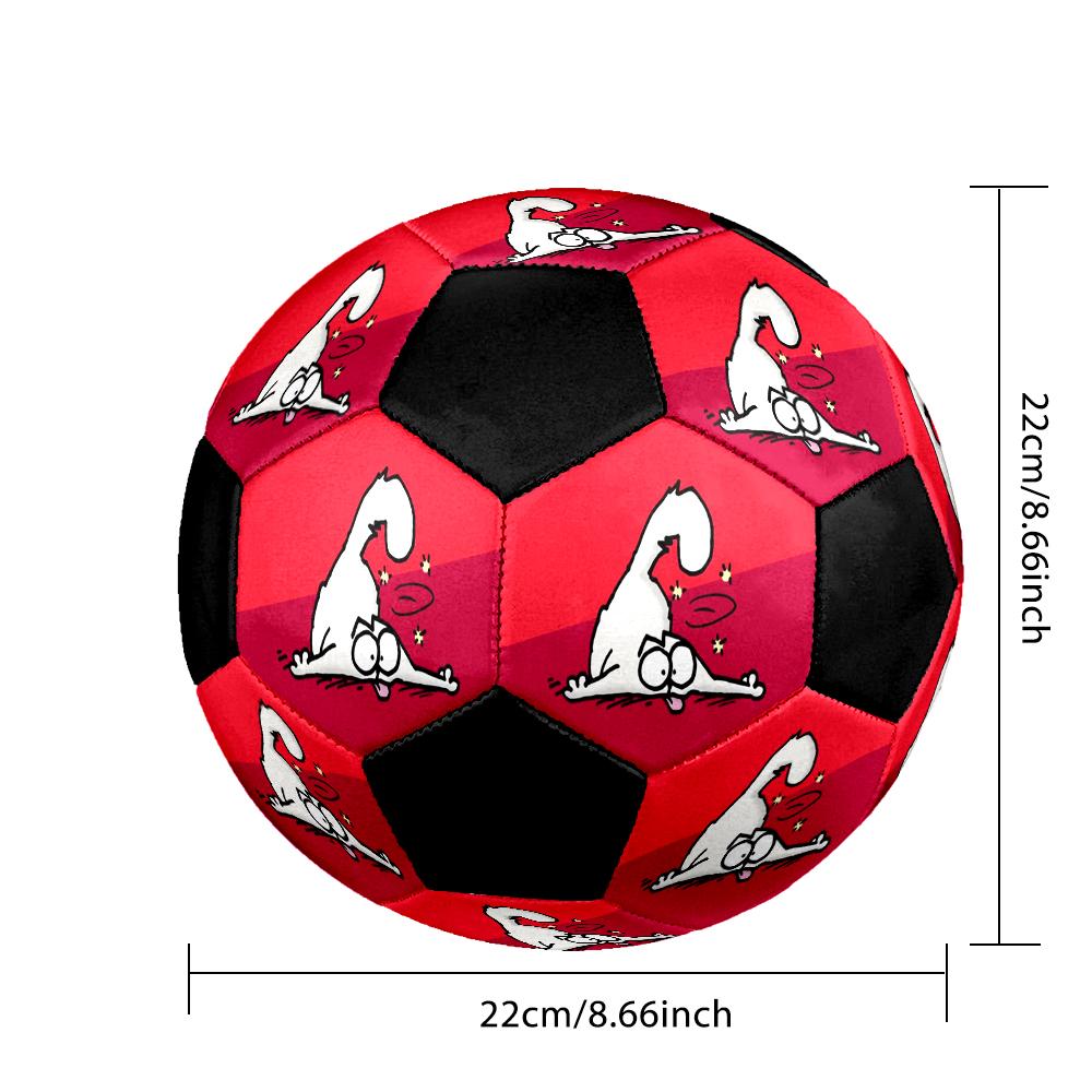 Simon's Cat Cute Cartoon Indoor Soccer Ball Colorful Machine Stitched PVC Size 5 Team Training Competition Ready Durable High-Bounce Cool Sports Gift