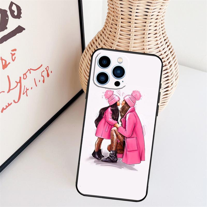 Baby Mom Daughter Girl Son Dad Case For iPhone 11 12 13 14 16 15 Pro Max Mini X XS Max XR Plus Cover Coque