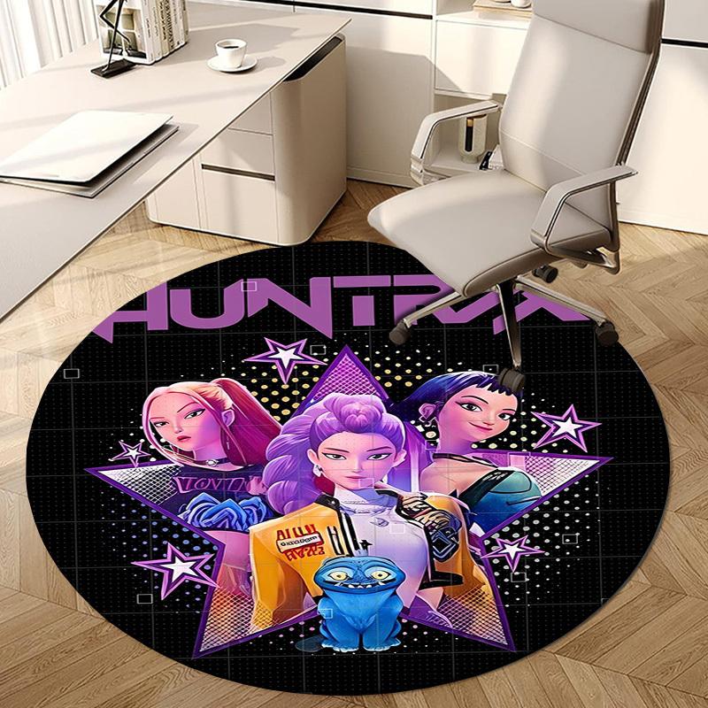 1pz HUNTRIX Tappeto Rotondo Stelle Moda Cyberpunk, Realizzato in Poliestere, Perfetto per Decorare Sedie da Ufficio, Soggiorni, Tappeto Decorativo Vivace