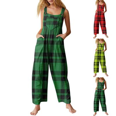 Women's Jumpsuit Halloween Print Casual Loose Vintage Shoulder Strap Cotton Linen