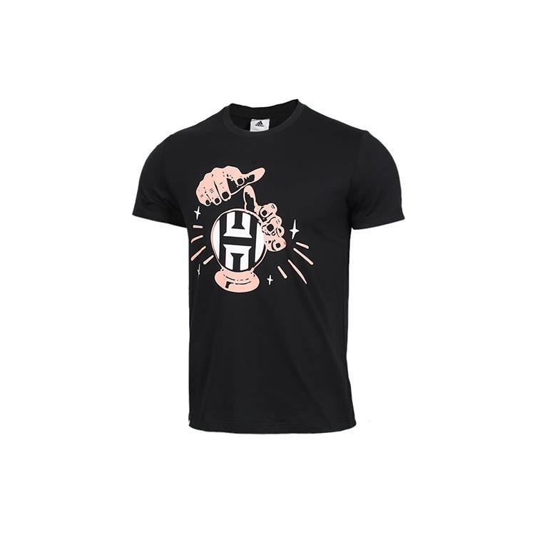 Men s adidas Hrdn Swag Verb James Harden Basketball Sports Printing Round Neck Short Sleeve Black T-Shirt DX6926 M