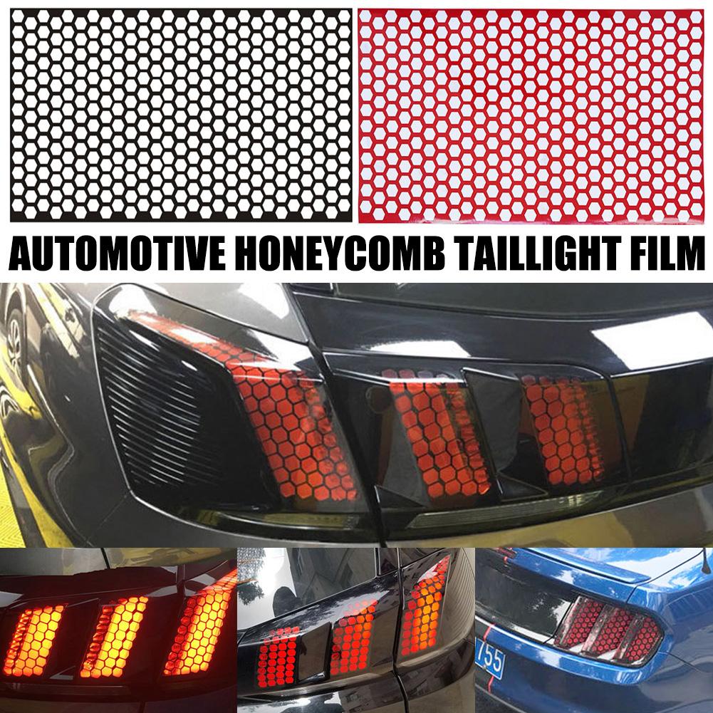 2Pc Car Taillight Honeycomb Sticker PVC Decals Sticker Rear Light Decoration Carbon Fiber Self Adhesive Car Exterior Accessories
