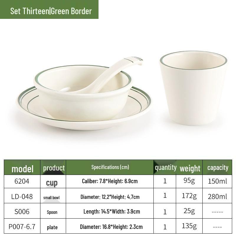 Melamine Four-Piece Table Set: Imitation Porcelain Plastic Bowls & Plates for Restaurants and Hotels