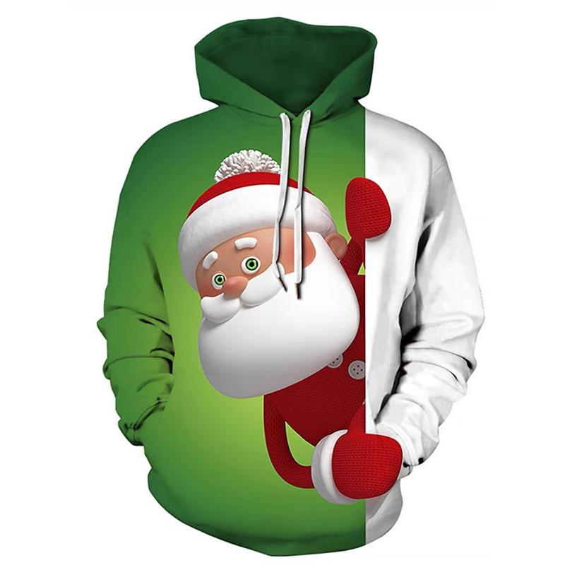 2024 Men's Hooded Hoodies Prints Merry Christmas Theme Graphic Sweatshirt Drawstring Long Sleeve Streetwear Tops Men's Clothing