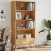 VidaXL 4-Tier Bookcase, Bookshelf with Legs, Book Cabinet with Drawers Office Living Room, Modern, Brown 358612