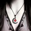 Rrdaily Gothic Moon Crystal Necklace Punk Style Moon Pendant  Crescent Necklace Dark Gothic Necklaces Costume Jewelry New Year Jewelry for Women