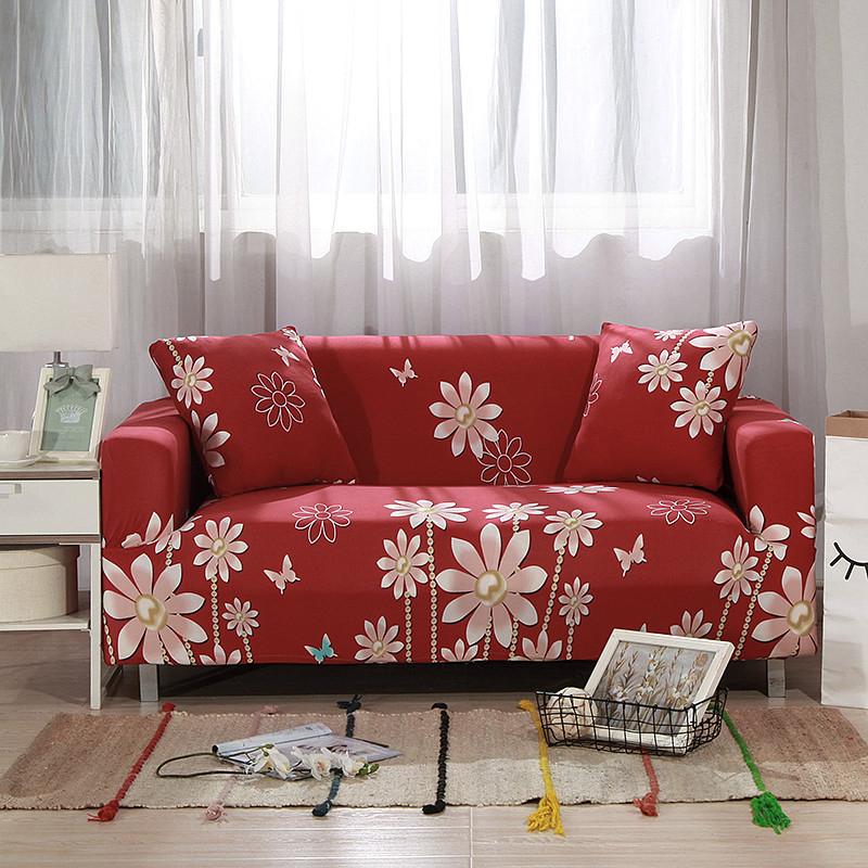 1pc Printed Stretch Sofa Cover, Non-slip Printed Floral Sofa Slipcover Non-Slip & Anti-Scratch for Pets Sofa Protector