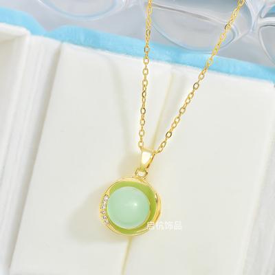Hetian Jade Lucky Bead Necklace Women'S Chinese Style Retro Versatile Temperament Collarbone Chain Exquisite Accessories
