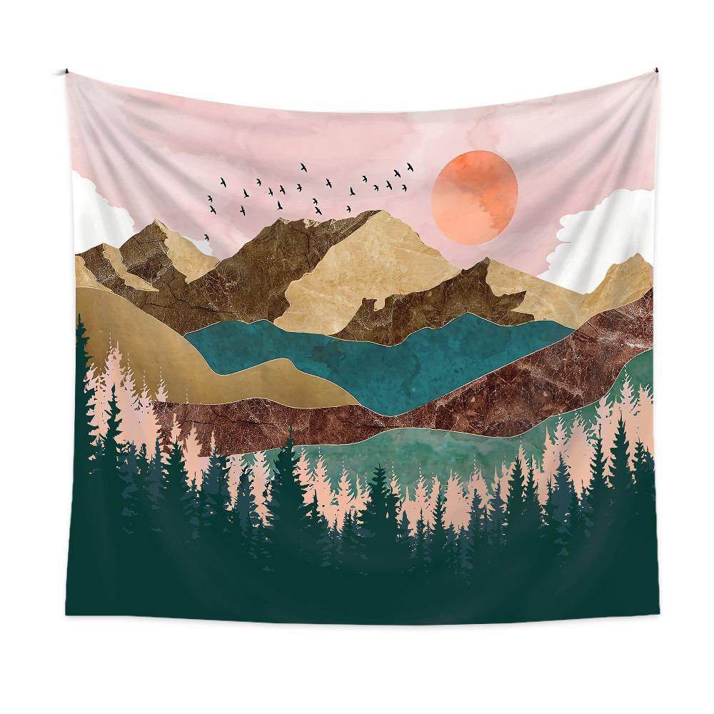 

Natural Scenery Landscape Painting Tapestry Bohemian Art Mountain Tapestry Living Room 73*95CM-Style 1