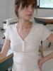 Elssibeui Tencel V-Neck Button Knit_Ivory