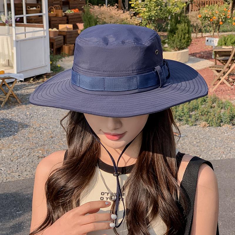 9232 Summer breathable bucket hat big eaves sun hat spring and autumn outdoor mountaineering fishing sun hat female tide