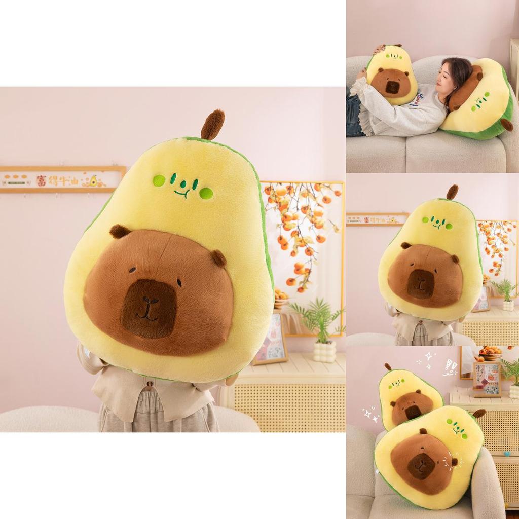 Adorable Avocado Capybara Plush Toy Soft Cuddly Doll Pillow For Kids Gifts