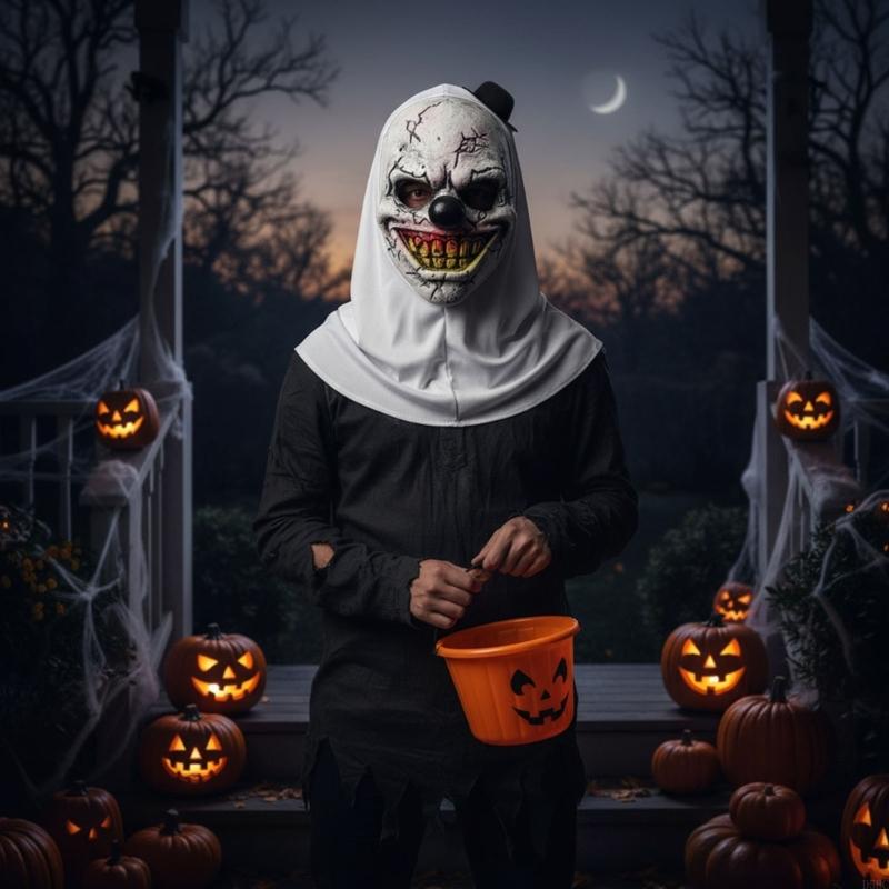 Frightening Latex Clown Mask With Ergonomic Designs Accessory For Horror Parties