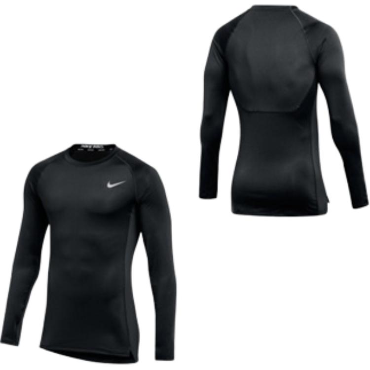 Nike Solid Color Crew Neck Fitted Long Sleeve T-Shirt Men tops Black DH4791-010