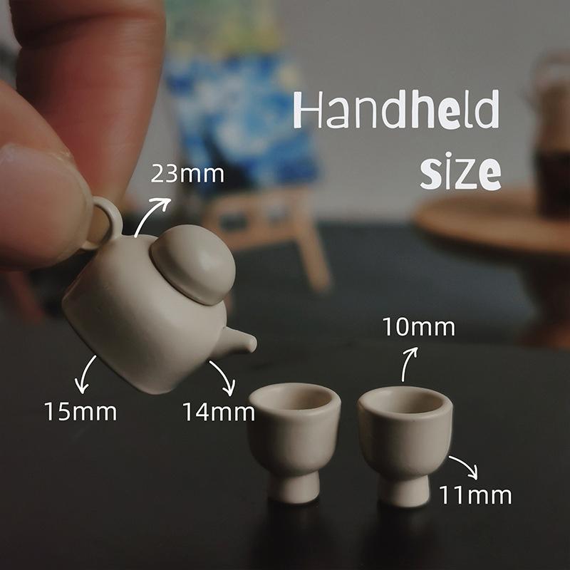 3Pcs 1/12 Dollhouse Simulation Teapot Teacup Kit Dollhouse Miniature Kitchen Decoration Toy Dolls House Micro Scene Photo Props