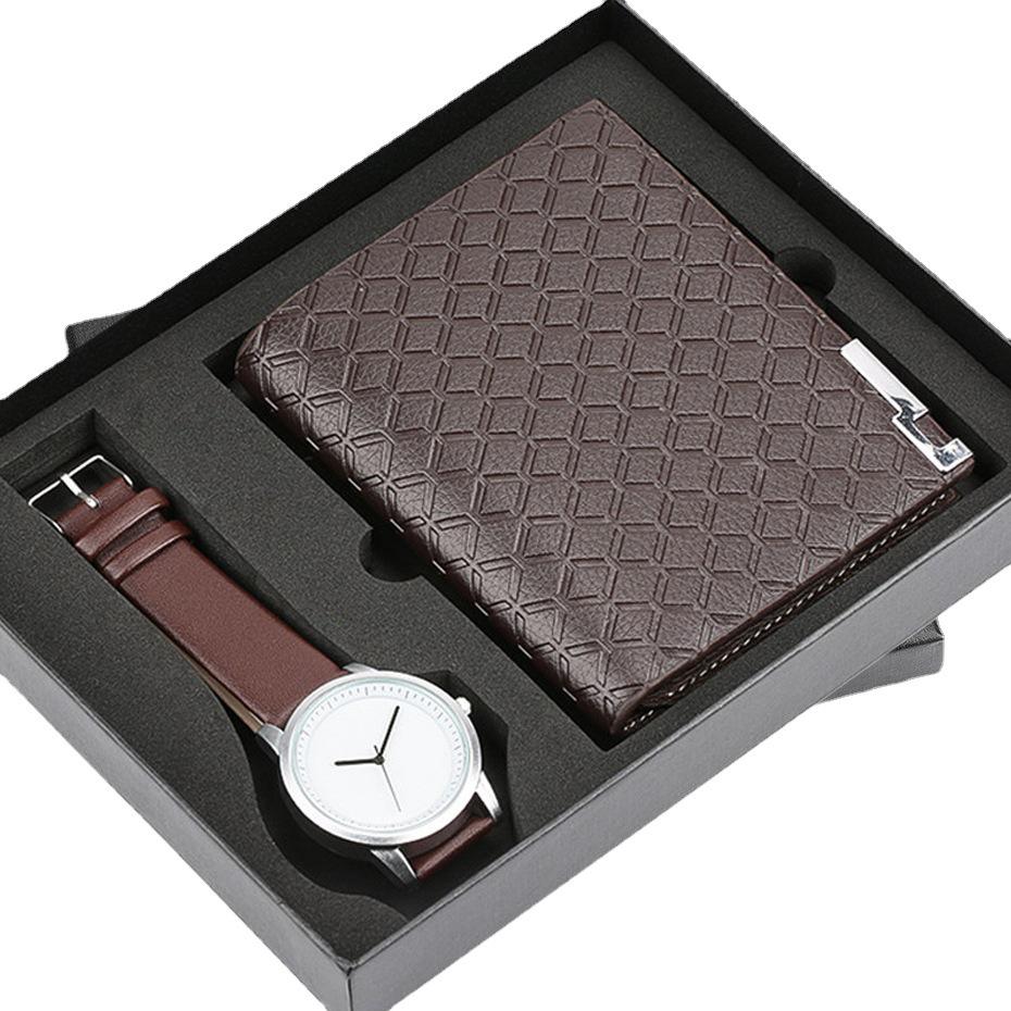 Men's Gift Set: Versatile Quartz Watch & Business Wallet with Various Styles