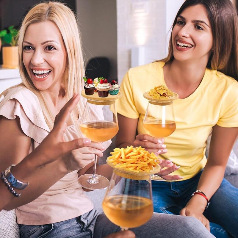 5Pcs Wine Glass Charcuterie Topper, Wine Glass Charcuterie Board Topper, Bamboo Wine Glass Topper For Family Gatherings